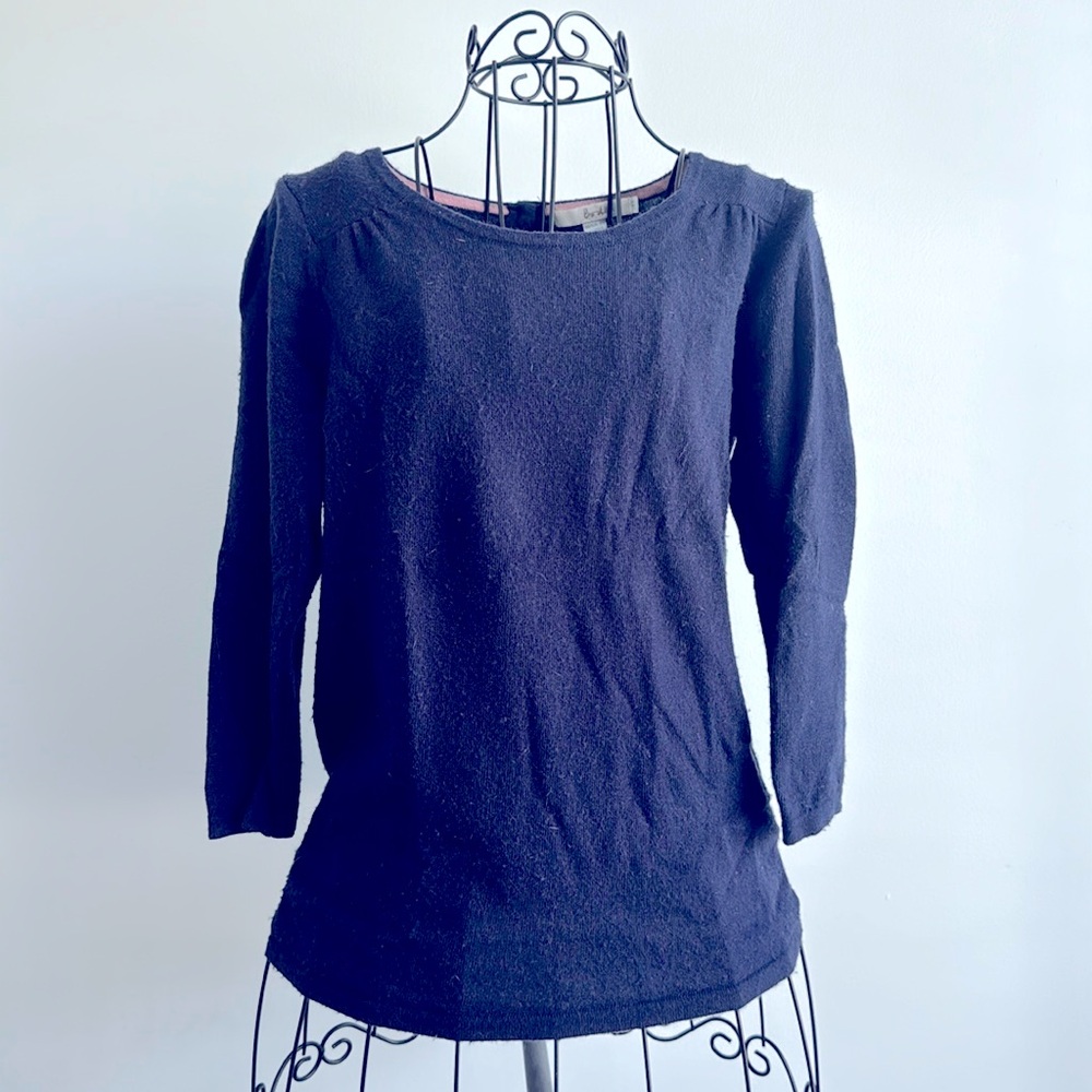 Boden Cashmere Wool Blend 3/4 Length Sleeve Navy Blue US2 Sweater